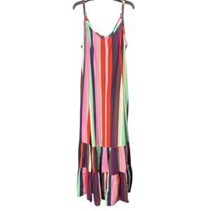 TORRID Trapeze Midi Dress Challis Stripe Size 2(18-20) Run smaller Side Pockets